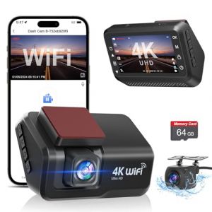 CHORTAU Dashcam Voiture Avant Arrière, 4K+1080P Camera Embarquée Voiture WiFi avec Application IPS 3" avec Carte 64Go Gratuite, Caméra de Voiture avec Vision Nocturne, Moniteur de stationnement, WDR (eszjf-az, neuf)