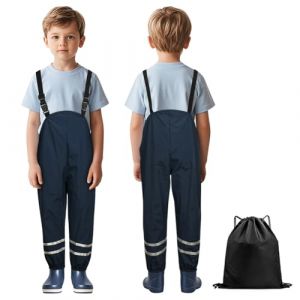 BSBUY Pantalon de Pluie Garcon et Fille, Pantalon Boue de Pluie Imperm&eacute;able Enfants, Surpantalon R&eacute;fl&eacute;chissante Enfant, Salopette Gar&ccedil;on sans Doublure pour Explorer Randonn&eacute;e Le Plein Air (BSBUY, neuf)