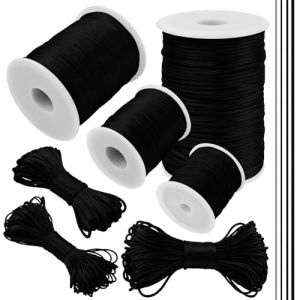 LEREATI 2mm Fil Nylon pour Bracelet Perle 20m Cordon Collier Ficelle Nylon Tress&eacute; Corde Macram&eacute;, Fil de Nylon pour Perles, Bracelet, Bijoux, Bricolage (Noir) (LEREATI, neuf)