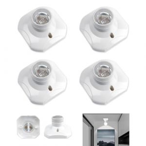 4 Pièces Douille Plafond E27 à Visser, Support Douille E27 vers E14 Convertisseur Douille Garage, AC 220-240V, Support Douille pour Ampoule LED, Base Plafonnier Culot, Base de Lampe Plastique Blanche (pingdingshanxiaoyaoshangmaoyouxiangongsi, neuf)