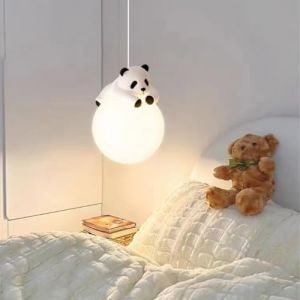 GUANSHAN Lampe suspendue en forme de lune et de panda endormi, luminaire suspendu en forme de lune, luminaire d&eacute;coratif pour chambre &agrave; coucher, salon (Yoouu, neuf)