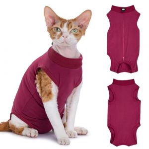 Cyponpy Combinaison de convalescence chirurgicale pour chat - Body pour chat - Body anti-l&eacute;chage avec fermeture &eacute;clair post-op&eacute;ratoire - Combinaison m&eacute;dicale de convalescence pour chaton - Combinaison (Cyponpy, neuf)