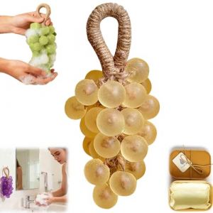 Savon au raisin sur une corde - Savon en forme de grappe de raisin - Fait &agrave; la main - Savon aromatique d&eacute;coratif - Cadeau unique &agrave; suspendre pour la d&eacute;coration de la maison - Hommes et femmes (1 (HongRui Ltd, neuf)