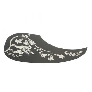 CORHAD Plaque de Protection pour Guitare Acoustique Folk Pickguard Anti-rayures Facile &agrave; Installer Planche Protectrice Lisse pour Guitare Classique Design Oiseau Noir et Argent&eacute; (Cammy Shengli, neuf)