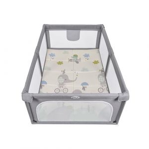 MS BabyWorld - PARC XL + TAPIS TRENDY - Tapis de Jeu pour Bébé (180x120 cm) Réversible | Très Rembourré (1 cm d’Épaisseur) | Pliable avec Sac de Transport (SLEEP & PLAY, neuf)