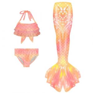 Maillot De Bain Enfant Fille Joli Maillot de Bain d'été Cosplay Party Fille Manches Longues 3 Pièces Deguisement Océan Piscine Natation Plage Costume de Bain de Plage (HIKLASbien, neuf)