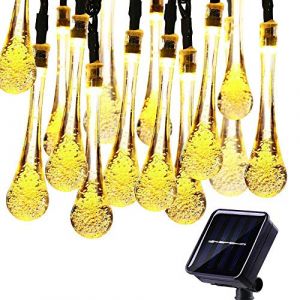 KEEDA Guirlande Lumineuses Solaire D'ext&eacute;rieur, 20LED Goutte d'eau,Lampe Imperm&eacute;able,Luminaire Ext&eacute;rieur,D&eacute;coration D'ext&eacute;rieur (Blanc Chaud) (KEEDA-Direct, neuf)