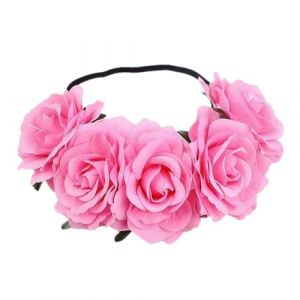 Simulation Couronne Bandeau - Fleur Cheveux Simulation Fleur Guirlandes de Cheveux | Fleur Halo Coiffe Mariage Rosy, Bandeau Fleur pour Mariage (fengkuc, neuf)