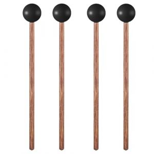 Tambour Maillet en Caoutchouc,4 Pi&egrave;ces Maillets Xylophone Baguettes de Percussionen B&acirc;ton de Tambour avec Manche en Bois Maillet Tambour de Langue pour Batteurs et Pratiquants D'enfants (Yuwellbuy, neuf)
