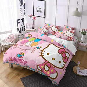 NICHIYO Hello Kitty Christmas Parure de lit 3 pièces en microfibre avec housse de couette de 200 x 200 cm et taies d'oreiller, impression numérique 3D, (7, lit double) (NORTTA, neuf)