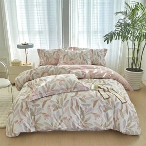 LYJKLST Housse de Couette Floral 3 Pi&egrave;ces 280 x 240 cm avec 2 Taies d'oreiller 65x65 cm Feuilles Motifs Parure de Lit 280 x 240 cm Douce Respirable Microfibre (LYJKLST, neuf)