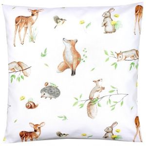 TupTam Taies d'oreillers D&eacute;coratives pour Enfant, Animaux de la for&ecirc;t/H&eacute;risson/Chevreuil/Renard/Lapin/Beige, 40 x 80 cm (LotteStyle, neuf)