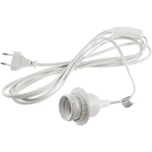 ChiliTec Douille E27 de 3,4 m de c&acirc;ble avec interrupteur, interrupteur &agrave; cordon, anneau de montage pour lampadaires et suspensions, abat-jour en papier, lampes en forme d'&eacute;toile, blanc (kobs-versand, neuf)