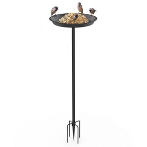 efuturetime Bain Oiseaux Grand Métal sur Pied φ 30 × 90 cm, Abreuvoir Oiseaux Exterieur avec Trous Mangeoire Oiseaux Plateau Réglable en Hauteur pour Jardin Balcon, Noir (efuturetime, neuf)