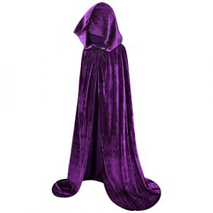 Cape et cape à capuche violettes – Costume de sorcière pour femme, costume de corbeau, robe de magicien (lanruiyan1649, neuf)