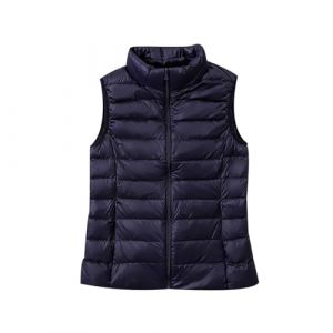 Doudoune Legere sans Manche Femme Gilet Doudoune L&eacute;g&egrave;re sans Manches Femme Gilet Duvet Matelass&eacute; Veste Doudoune Fine sans Manches Femme Blouson Manteau Sans Manche Femme Hiver Grande Taille Marine 4XL (Pengniao, neuf)