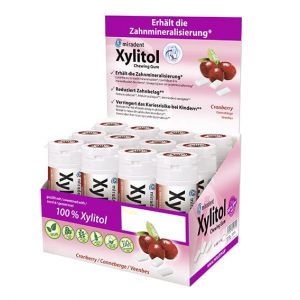 miradent Chewing-gum dentaire au xylitol Canneberge | 12 pcs | go&ucirc;t fruit&eacute; | sans sucre | vegan | pr&eacute;ventif caries | pratique pour voyager (Hager & Werken, neuf)
