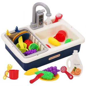 Ensemble &eacute;vier de Cuisine Evier Jouet Enfant avec Lave-Vaisselle, Robinet Am&eacute;lior&eacute;, Recyclage de l'eau Jouets de Jeu de R&ocirc;le pour Enfants Gar&ccedil;ons Filles de 3 4 5 6 7 Ans(Bleu) (suncitykids, neuf)