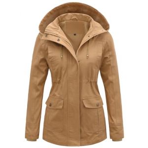 Tuopuda Veste Femme mi Saison Manteau Printemps Parka en Coton Blouson avec Capuche L&eacute;g&egrave;res et D&eacute;contract&eacute;es Jacket Coat Classique Automne Hiver Outwear, kaki, S (GHF-Direct, neuf)