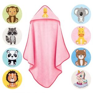 LAYNENBURG Premium Serviette de Bain à Capuche Bébé - 100% Coton - Oeko TEX - Serviette avec Capuche pour Nouveau-nés & Enfants - Rose, Animal, 80x80cm (Torrex24, neuf)