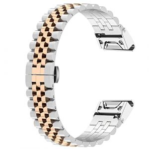 Tyogeephy Bracelet de montre pour Garmin Fenix 7S, 20 mm en acier inoxydable Easy Fit pour Fenix 5S/Fenix 5S Plus/Fenix 6S/Fenix 6S Pro/Fenix 7S/Fenix 7S Solar/Fenix 7S Sapphire Solar (Axcellent, neuf)