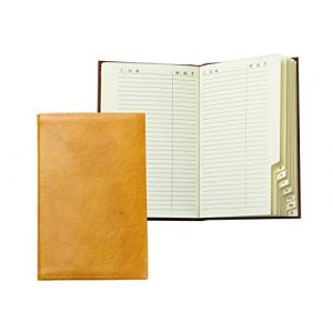 DELMON VARONE - R&eacute;pertoire d'adresses DIN A6 personnalisable - Carnet d'adresses avec index A-Z en cuir de premi&egrave;re qualit&eacute; (petit) - Annuaire t&eacute;l&eacute;phonique avec index alphab&eacute;tique (liste de contacts) (DELMON VARONE, neuf)