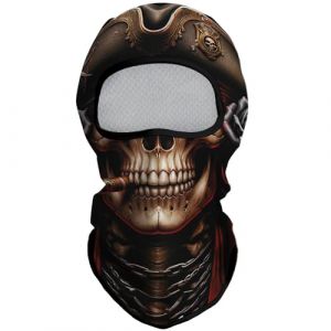 Eikuni Cagoule légère pour homme et femme pour ski, moto, moto, Halloween, cyclisme, équitation, chasse, pêche, Tête de mort marron avec rose rouge, Taille unique (SHENGMINGE, neuf)