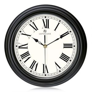 Lafocuse 30cm Horloge Murale Chiffres Romains Vintage, Silencieuse Pendule Murale Noir Classique, El&eacute;gant D&eacute;co sans Tic-tac pour Cuisine Salon Chambre Bureau (QuareBest, neuf)