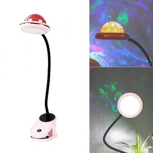 ACMHNC Lampe à Pince Pour Enfants, Lampe de Lecture à Pince LED Rechargeable USB avec Projection D'étoile, 4000k Lampe de Chevet à Col de Cygne 360 ° Tactile Dimmable, Veilleuse à Clip étoile (Rosa) (Global Kang Trading, neuf)