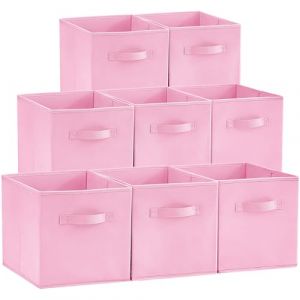 Lifewit Lot de 8 Cubes de Rangement Pliables, Paniers Rangement en Tissu, Caisses Rangement, Boites de Rangement avec Poignées, Organisateurs pour Vetements, Jouets, 26,5 x 26,5 x 28 cm, Rose (Lifewit Home FR, neuf)