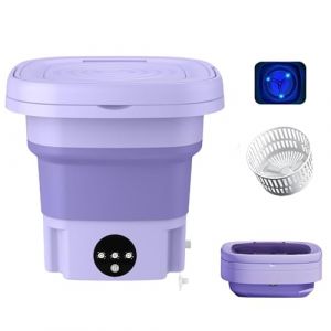 PZCC Mini Machine à Laver Portable, 9L Machine à Laver Pliable, avec 3 Modes de Nettoyage en Profondeur et Panier de Vidange, pour Appartements, Dortoirs, Camping-Cars, Voyage (Violet, 6L) (Appleton Trade Store, neuf)