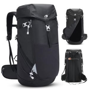 Outplea Grand Sac a Dos Randonnée 50L, Etanche Sac a Dos de Voyage avec Ouverture Frontale, Léger Sac à Dos de Trekking pour Camping, Sac à Dos Sport pour Loisir Alpinisme, Noir (Outplea, neuf)