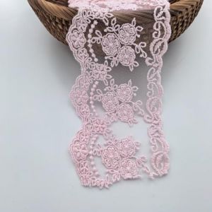 Ruban de bordure en dentelle, ruban couronne d&eacute;licat pour l'artisanat, la couture et les d&eacute;corations d'appliqu&eacute;s de robe de mari&eacute;e, largeur 8,4 cm, 5 yards/lot (rose) (Sourcemall, neuf)