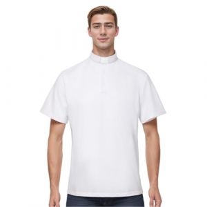 BPURB Polo Hommes Chemise Pr&ecirc;tre Col Romain Pretre Clergyman &agrave; Manches Courtes Chemises du Clerg&eacute;, blanc, 44 (BPURB Online-Store, neuf)