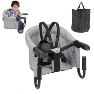 Herrselsam Chaise Bebe de Table Siege de Table Bebe avec Ceinture de Sécurité Chaise de Table pour Bébé Pliable avec Sac de Transport Siege de Table pour Bebe pour Maison et Voyage (Gris) (BlueHorizon Shop, neuf)