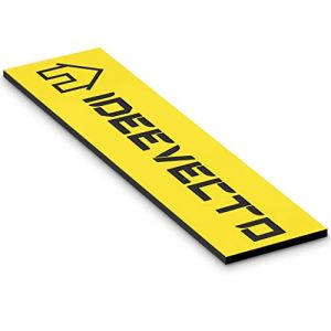 Plaque boite aux lettres personnalisable dimension 100 x 25 mm JAUNE - Plastique PVC Acrylique - r&eacute;sistant aux intemp&eacute;ries et aux UV - autocollante adh&eacute;sive au verso produit (Ideevecto, neuf)