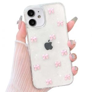 NITITOP Coque pour iPhone 11 Clair Transparent Mignon Scintillant 3D Nœud Papillon Brillante Paillette pour Femme Fille Mince Étui de Protection - Noeud Rose (NITITOP, neuf)