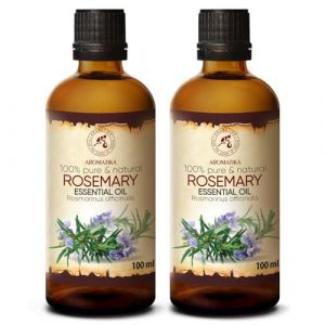 Huile Essentielle de Romarin - 2x100ml - Rosmarinus Officinalis pour Diffuseur - Aromath&eacute;rapie - Huile essentielle Romarin vert Parfum pour Humidificateur - Sauna - Cosm&eacute;tique - Bougies - Relaxation (AROMATIKA trust the power of nature, neuf)