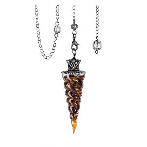 Jovivi Pendule En Pierre Précieuse 7 Pierres Chakras Pendule En Forme De Coquillage Avec Chaîne Pour Reiki, Guérison, Méditation, Yoga, Divination (7 Chakras) (Oeil de tigre) (kaenmis, neuf)