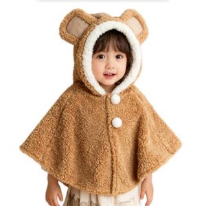 LONTG Fille Gar&ccedil;on Manteau Cape &agrave; Capuche B&eacute;b&eacute; Poncho Cape Hiver Chaude Veste &agrave; Capuchon Coupe-Vent Thermique Blouse d'hiver Dessin Anim&eacute; 3D Mignon Ch&acirc;le en Molleton Polaire Epais 0-3 ans (LONGTENGUK, neuf)