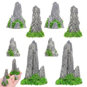 VOSSOT 8 PCS Jardin F&eacute;&eacute;rique Jardin Rocaille Sculpture de Montagne D&eacute;corations Miniatures pour Jardins Zen Mini Bonsa&iuml; Montagne pour Decoration Aquarium Bonsai Artificiel Jardins Zen Terrarium Plante (caixianli, neuf)