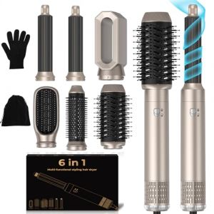 Air Styler Airbrush 6 en 1,1000w Sèche Cheveux Ionique,Hair Styler,Température Vitesse du vent Réglable,Brosse Soufflante Hair Dryer Brush avec 30mm Boucleur, pour Cheveux Secs, Lissés, Bouclés (putuo beauty, neuf)