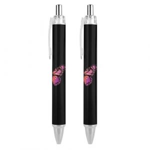 Lrtyuasq Beau stylo &agrave; bille r&eacute;tractable avec motif papillon amusant - Cadeau personnalis&eacute; pour homme et femme - Travail de bureau (penggongwei666, neuf)