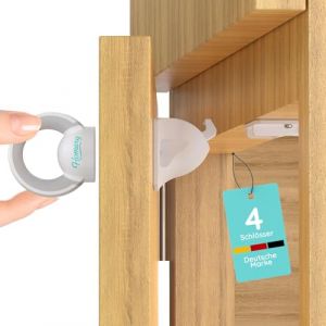 S&eacute;curit&eacute; enfant pour armoire magn&eacute;tique [4 serrures + 1 cl&eacute;] &ndash; S&eacute;curit&eacute; invisible pour armoire b&eacute;b&eacute; avec ruban adh&eacute;sif 3M &ndash; pour armoire et tiroir &ndash; Serrure magn&eacute;tique sans per&ccedil;age (Homery, neuf)
