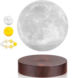 DIDWI Lampe lunaire à lévitation, lumière lunaire LED à lévitation magnétique, lampes lunaires rotatives 3D, veilleuses rotatives, cadeaux créatifs pour amis, décoration de chambre (3 couleurs) (xin xin ran-eu, neuf)
