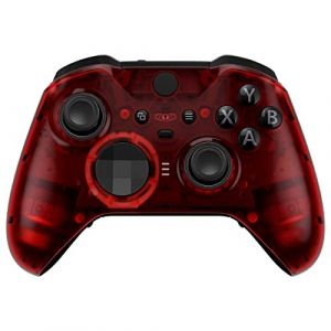 eXtremeRate Coque Avant de Remplacement pour Xbox One Elite Series 2 Manette, Coque Avant Customisé avec Anneaux pour Xbox One Elite Series 2 Manette, Modèle 1797, Transparent Rouge (Easequote-Store, neuf)