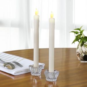 Monzana Lot de 4 Bougies LED en cire véritable Chandelle sans flamme et bougeoir en verre Bougie LED Vacillante Ø2,5cm (FR-DEUBA, neuf)