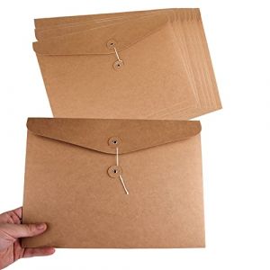 Lot de 10 porte-documents en carton et papier kraft Format A4 Pochette Document en Papier Kraft Sac Enveloppe de Fichiers Epais Portable Chemises Stockage File Folder Papier pour bureau scolaire (CYAN-Dirict, neuf)