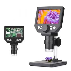 Hlieeosfcn Microscope Numérique, Microscope USB Portable 4,3 Pouces 1X-1000X Grossissement avec 8 Lumières LED et Batterie Rechargeable pour Le Soudage, Les Textiles, Les Laboratoires Scolaires (YONCHAZH, neuf)