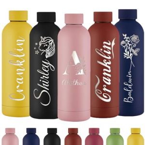 Xihedfd Gourde Personnalisée Bouteille d'Eau Gravée Avec Nom Bouteille d'Eau Isolée En Acier Inoxydable 500ml Pour l'École Le Bureau Et Le Sport (XingheUS, neuf)